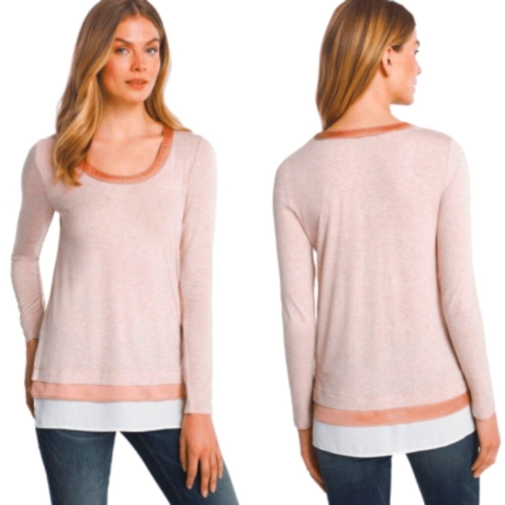 Soft Women's Cozy Light Pink Embellished Cotton Layered Top